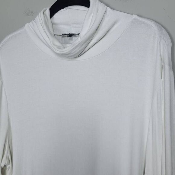 Universal Standard Womens L 3X Cowl Neck Tunic Top White Long Sleeve Lagenlook - Picture 3 of 7